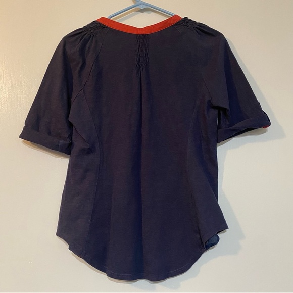 Tiny by Anthropologie Embroidered Navy Breezy Shirt Size Small - Picture 2 of 10